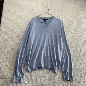 Banana Republic Men's M V Neck Silk Cashmere Sweater Preppy Baby Blue Academia